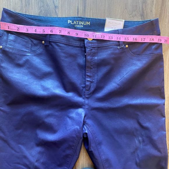 NWT Platinum Chico’s Slim Leg Pants Navy Blue Cotton Blend 3 - Picture 6 of 7